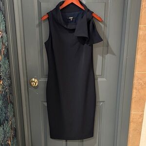 Badgley Mischka Navy Bow Accent Dress